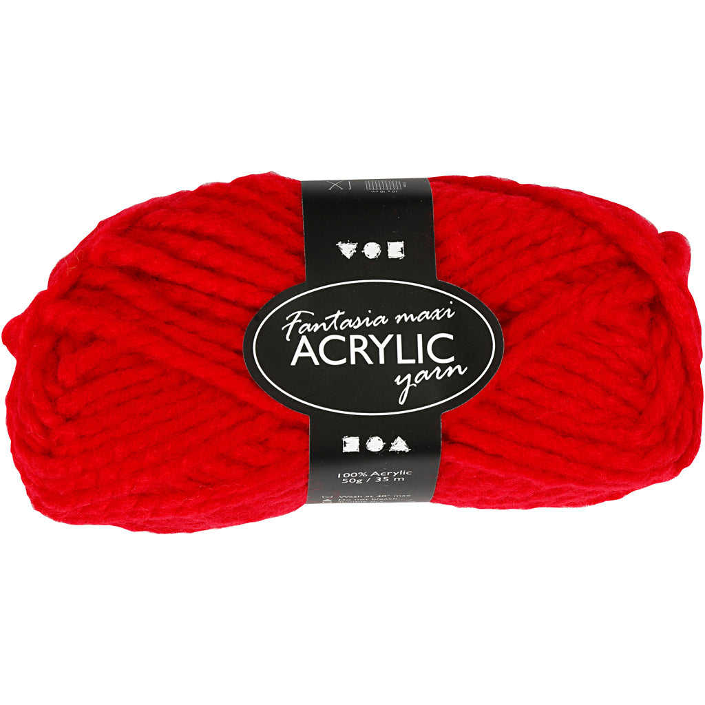 Creativ company fantasia filato acrilico, l: 35 m, maxi, rosso, 50 g 1 gomitolo