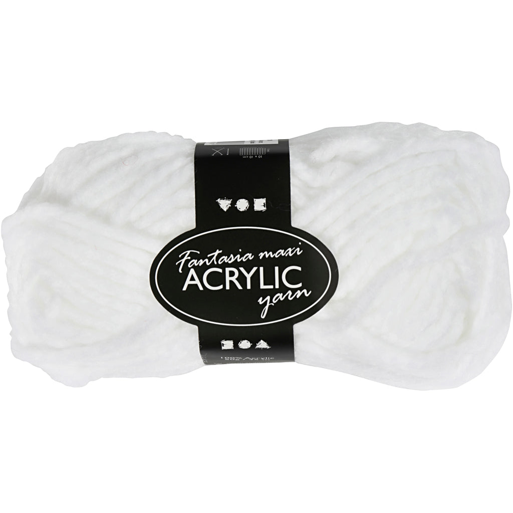 Filato acrilico Fantasia di Creativ Company, l: 35 m, maxi, bianco, 50 g 1 gomitolo