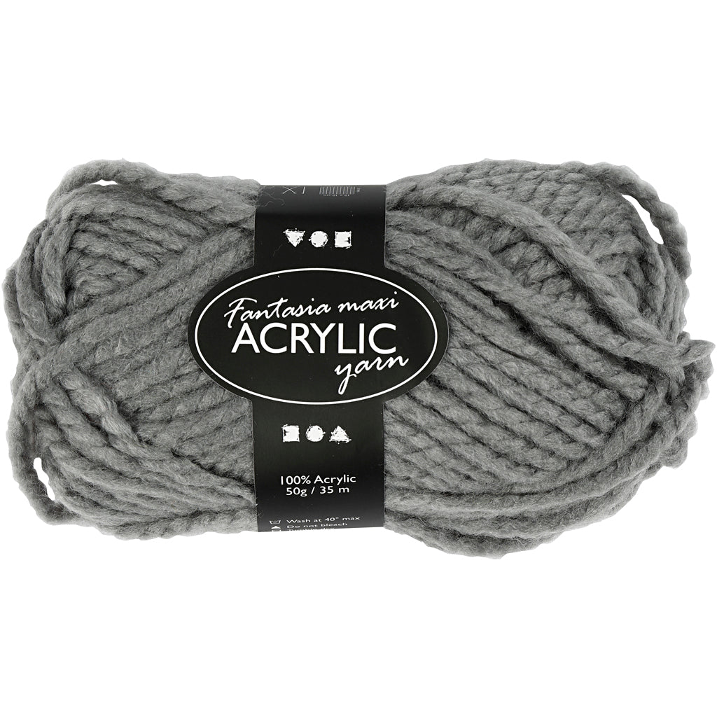 Creativ company fantasia filato acrilico, l: 35 m, maxi, grigio, 50 g 1 gomitolo