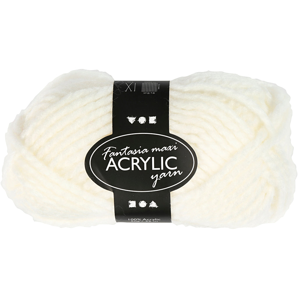 Creativ company hilo acrílico fantasia, l: 35 m, maxi, blanquecino, 50 g 1 ovillo