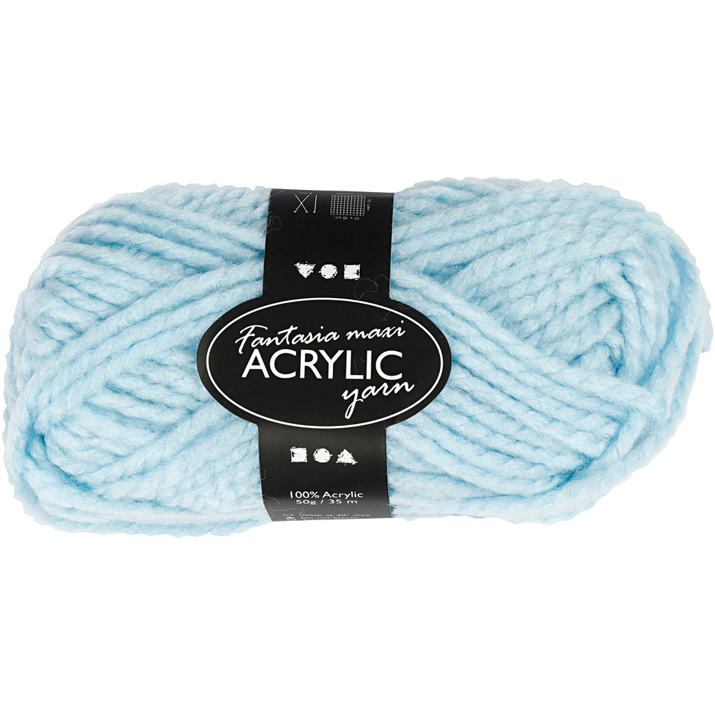 Creativ company hilo acrílico fantasia, l: 35 m, maxi, azul claro, 50 g 1 ovillo
