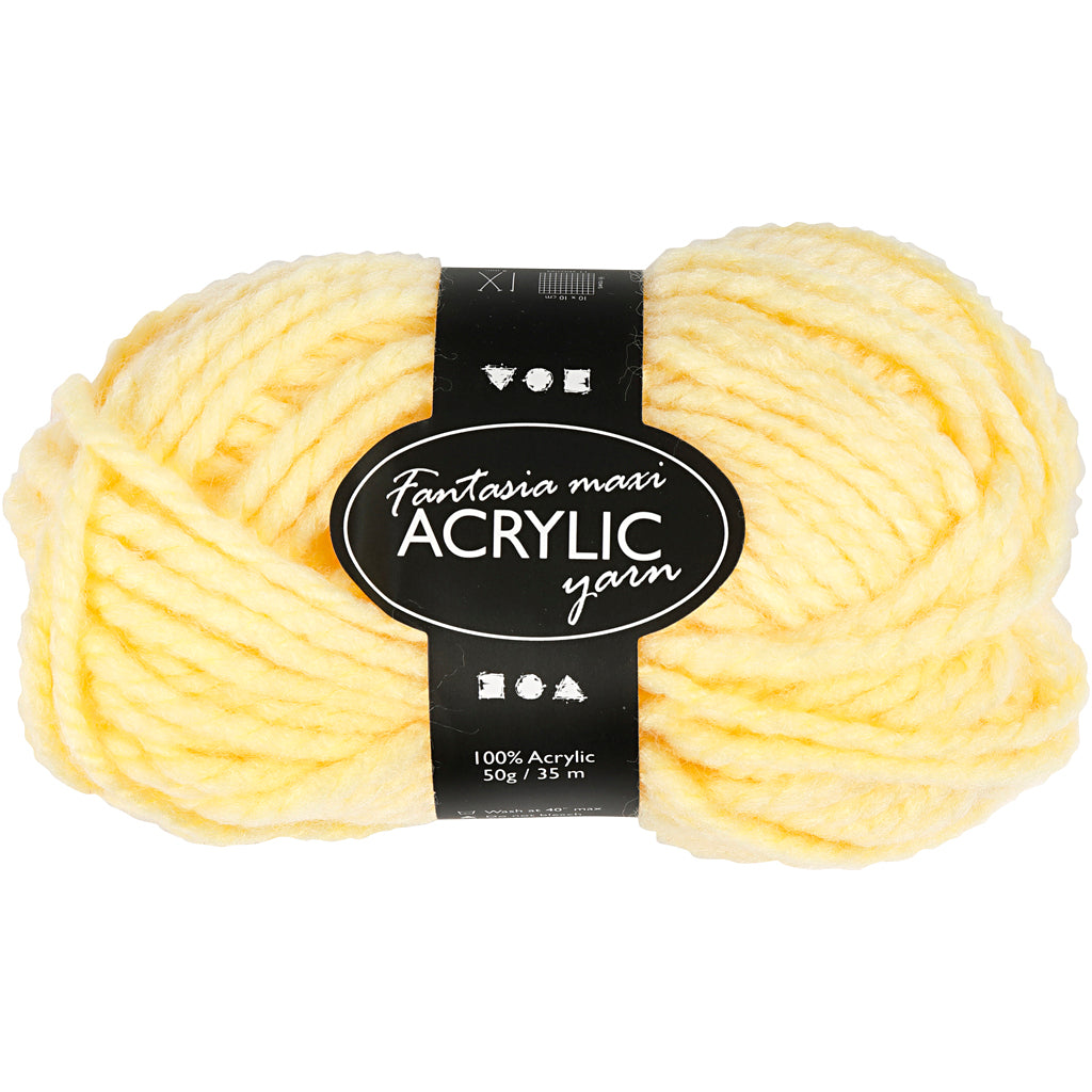 Creativ company hilo acrílico fantasia, l: 35 m, maxi, amarillo claro, 50 g 1 ovillo
