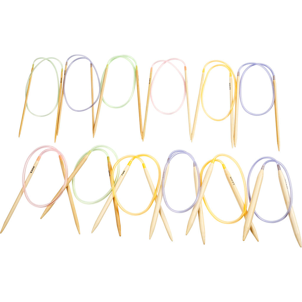 Agujas de tejer redondas Creativ Company, L: 60-80 cm, tamaño 3-10 mm, 12 piezas 1 caja