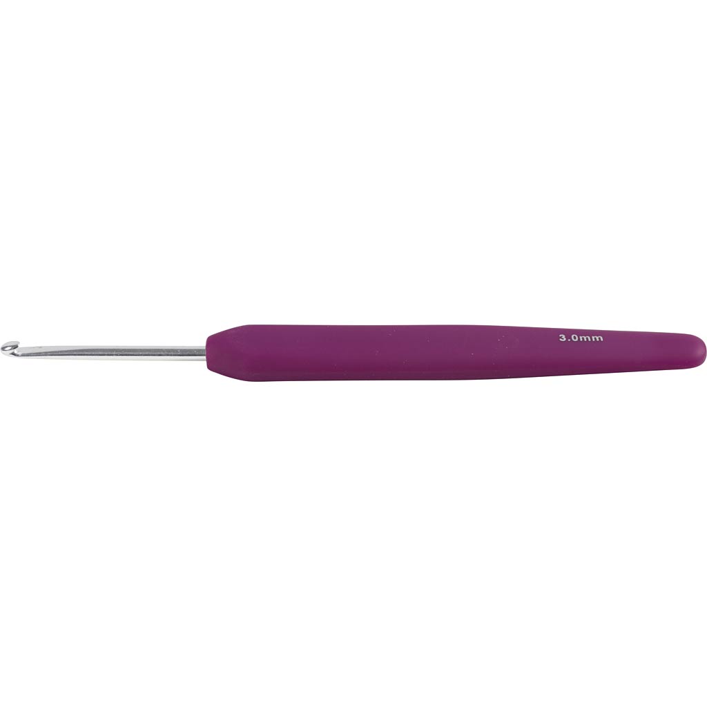Uncinetti Creative Company, misura 3, l: 13,3 cm, misura 3 mm, viola, 1 pezzo