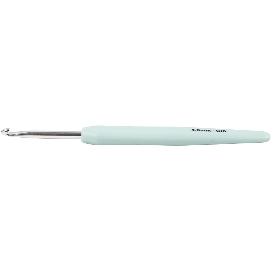 Uncinetti Creative Company, misura 4, l: 13,3 cm, misura 4 mm, verde pastello, 1 pezzo