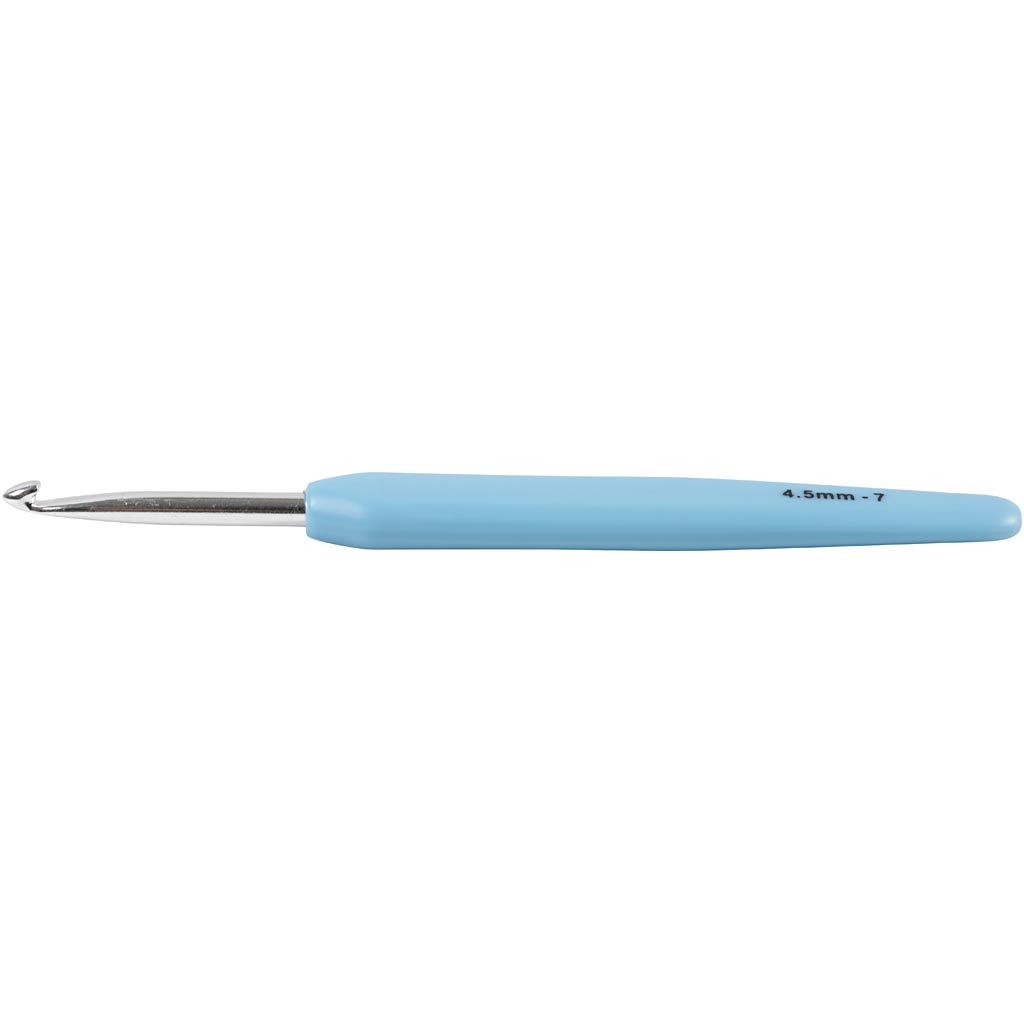 Agujas de crochet Creativ company, medida 4,5, l: 13,3 cm, medida 4,5 mm, azul claro, 1 unidad