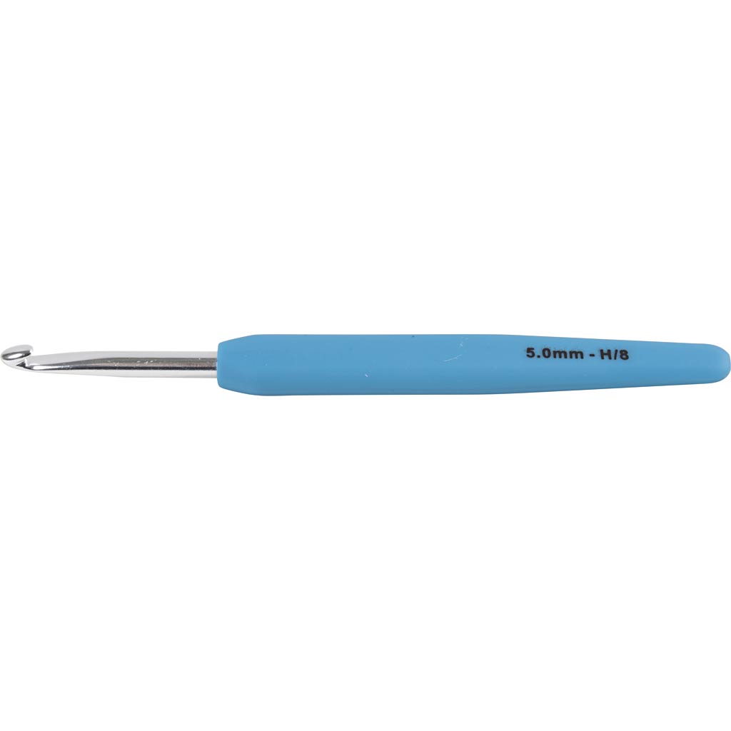 Agujas de crochet Creativ company, tamaño 5, largo: 13,3 cm, tamaño 5 mm, azul, 1 unidad