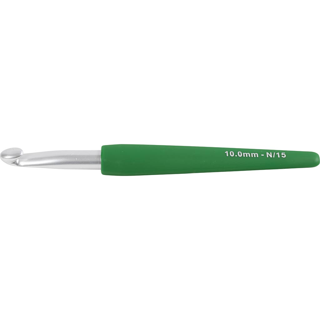 Agujas de crochet Creativ company, medida 10, l: 16 cm, medida 10 mm, verde, 1 unidad