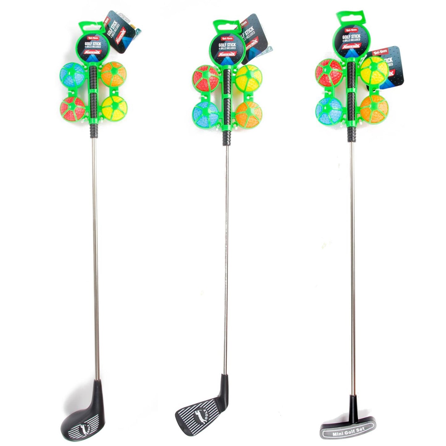 TOI-TOYS Adrenix Golf Stick Metal con 4 bolas de color, 5dlg.