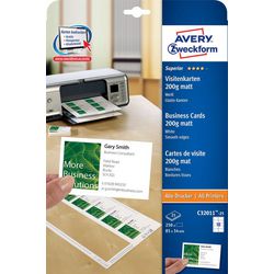 Tarjetas de visita Abi avery zweckform blanco mate