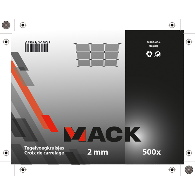 Mack 1004608 - Separadores de juntas de azulejos 2mm 500uds | 10 piezas