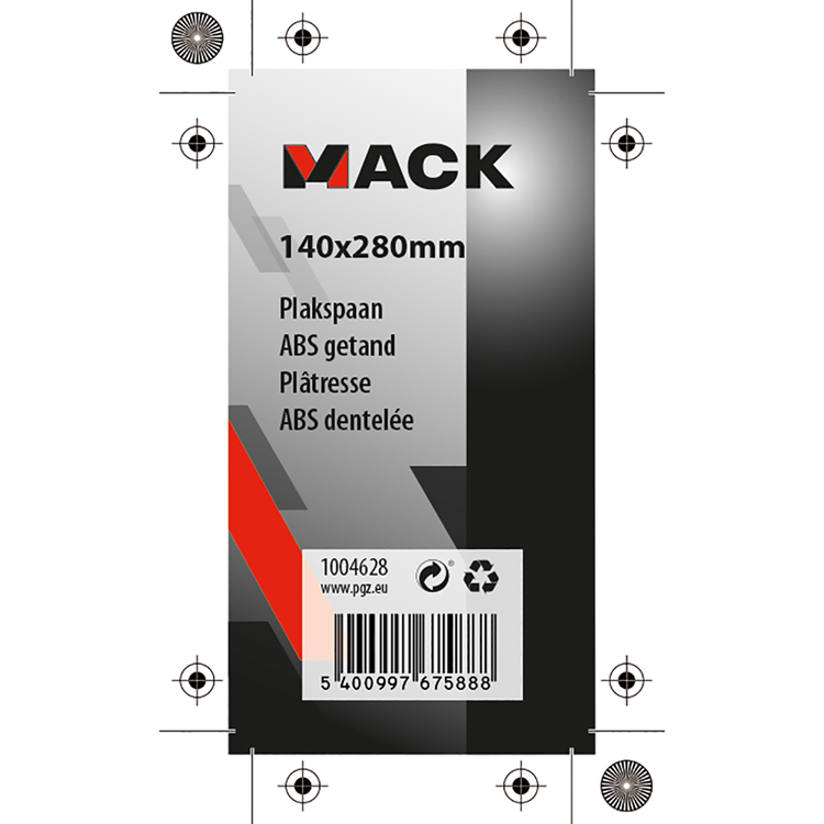 Mack 1004628 - llana de plastico 140x280mm dentada | 3 piezas