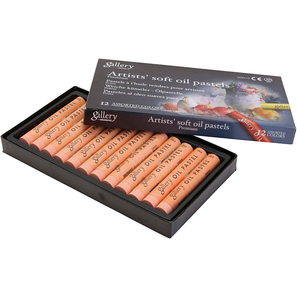 Pastel al óleo Gallery, l: 7 cm, p 11 mm, grosor 11 mm, salmón, 12 piezas 1 caja