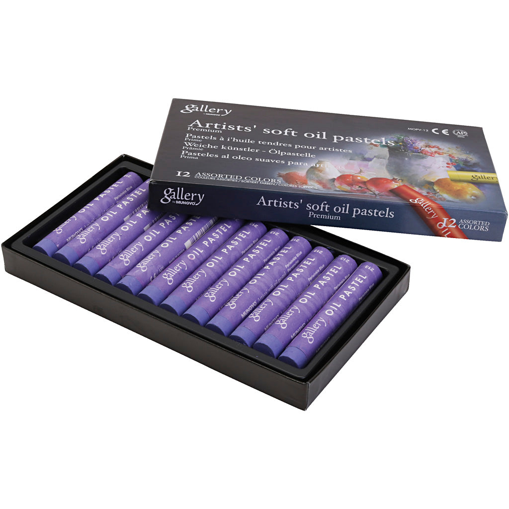 Pasta de aceite de la galería, l: 7 cm, d 11 mm, espesor 11 mm, violeta, 12 piezas 1 caja