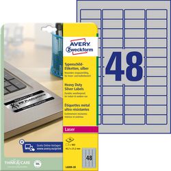 Etichette avery l6009-20 45,7x21,2mm argento