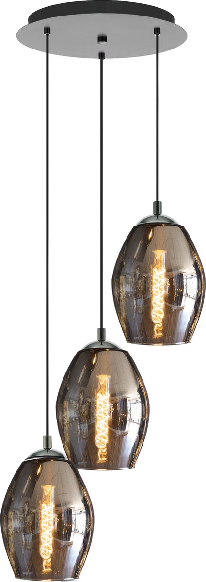 Eglo estanys hanglamp - ø45 cm - e27 - rookglas - grijs zwart
