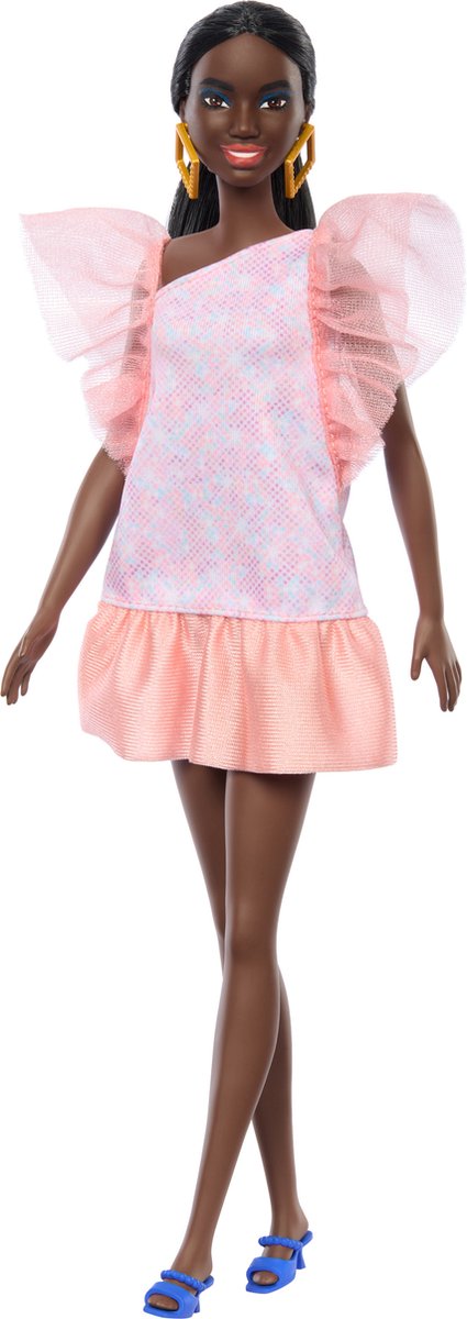 Mattel Fashionistas Pop Peach-White White Print, Blau