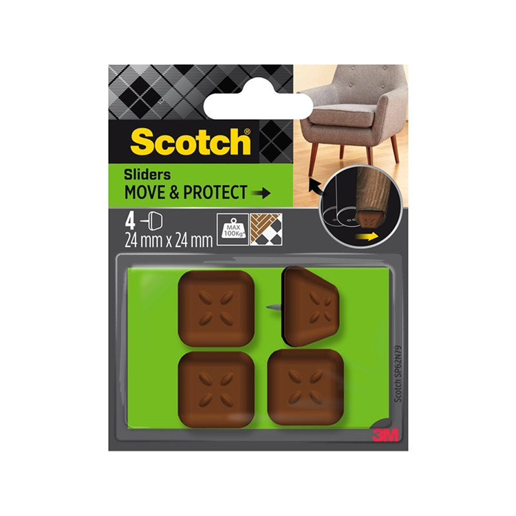 3 m 1070703 - Scotch® Move Protect Slider per unghiemarrone, 24 mm x 24 mm | 8 pezzi