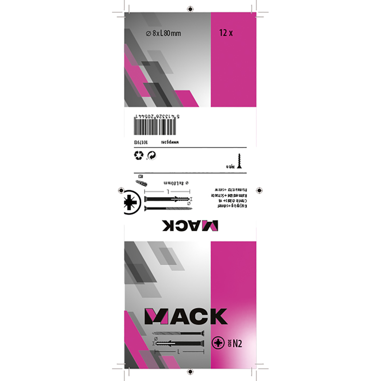 Mack 1017913 - taco marco con tornillo poliamida 12 piezas 8 x 80 mm | 5 piezas