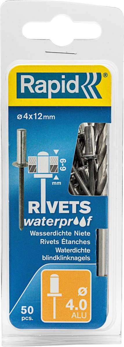 Rapid 5000400 rivetti ciechi impermeabili incl. trapano - alluminio - 4x12mm (50pz)