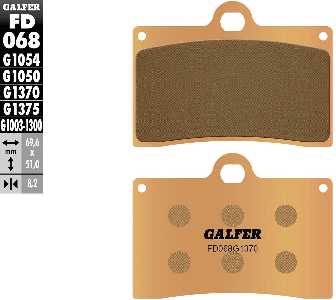 Pastillas de freno Galfer fd068 pastilla de freno fd068 g1370 metal sinterizado