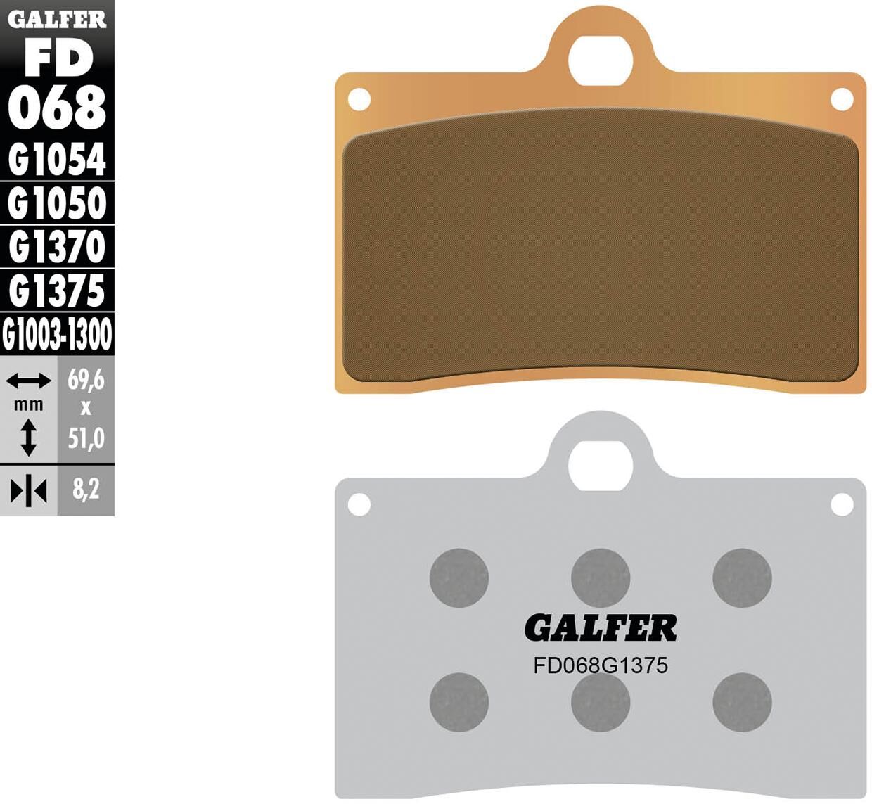 Pastillas de freno Galfer fd068 pastilla de freno fd068 g1375 metal sinterizado