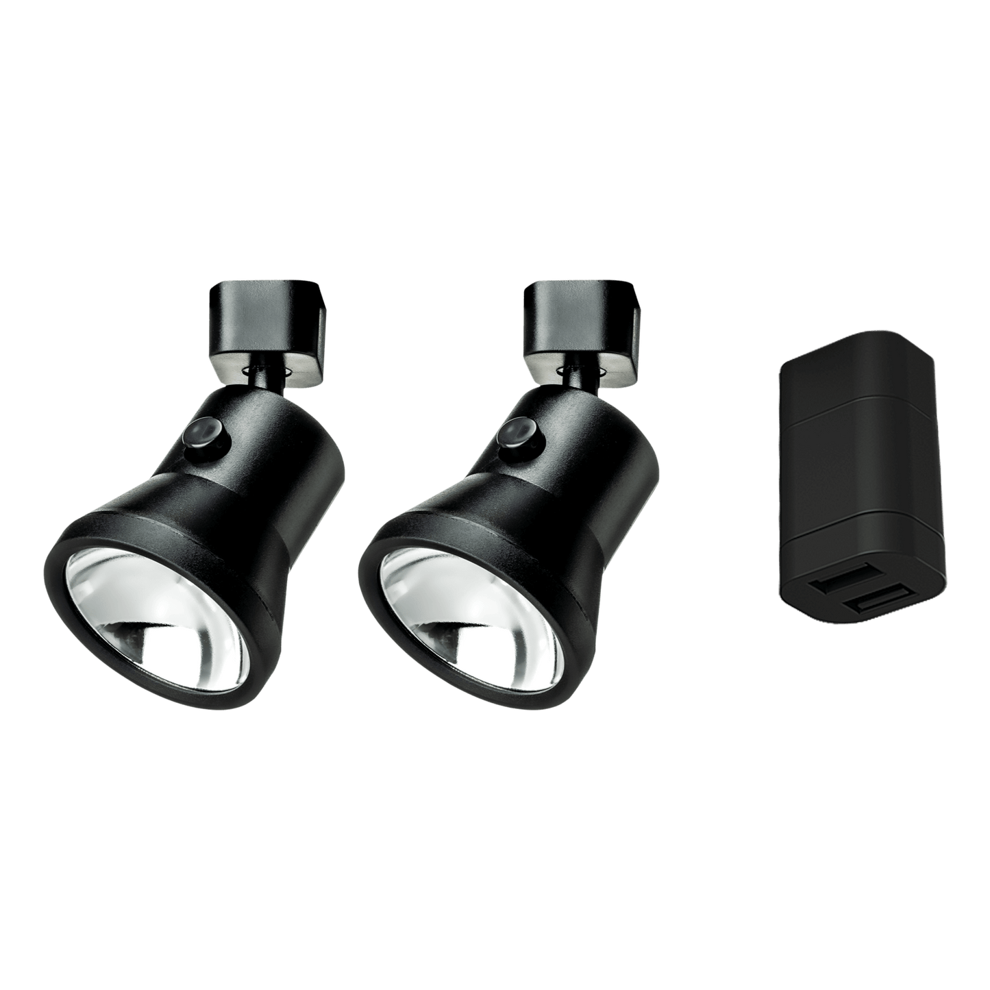 Starter set - 2x faretti Lanciano neri grandi + doppia connessione USB-A