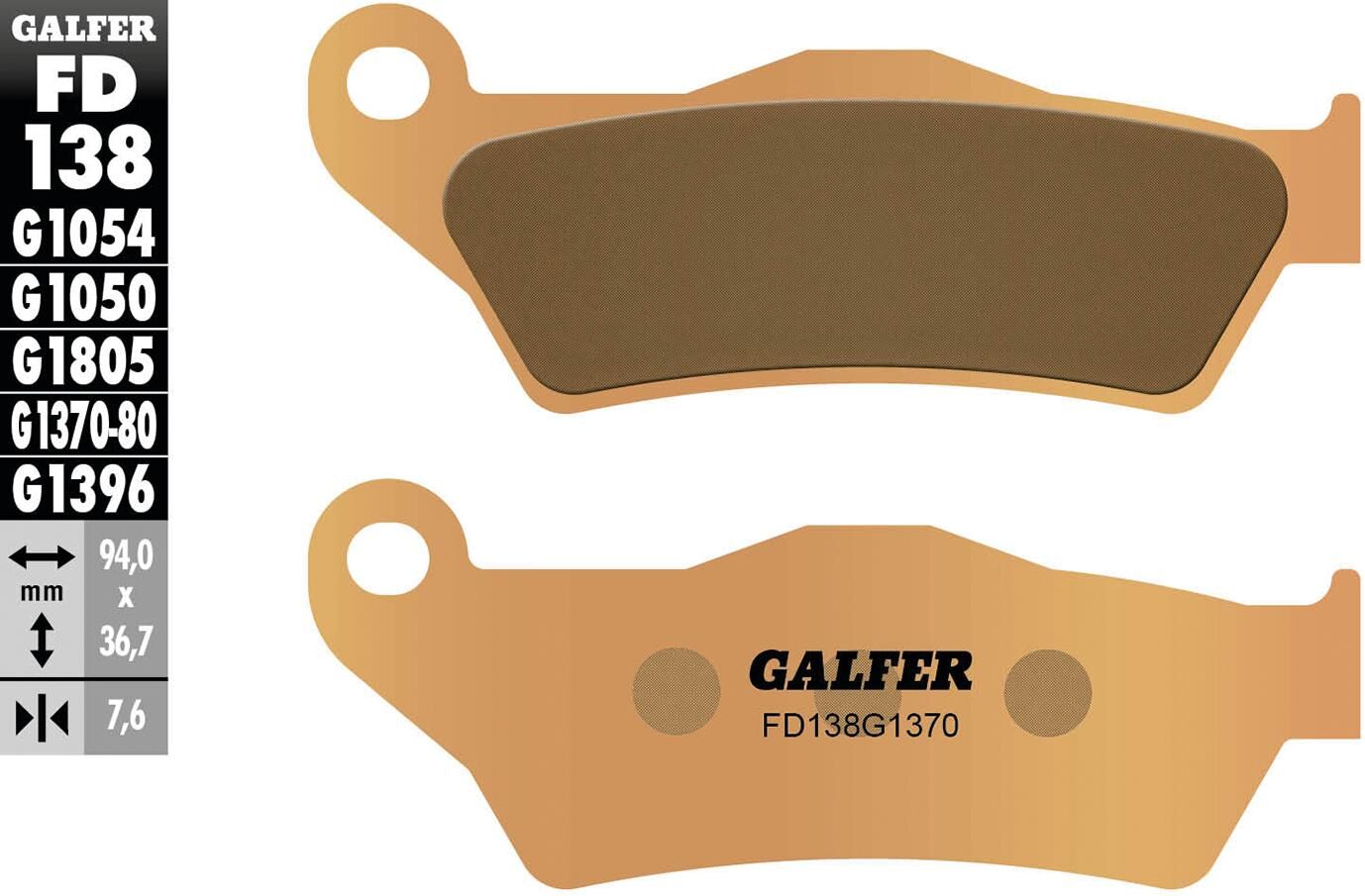 Pastillas de freno Galfer fd138 pastilla de freno fd138 g1370 metal sinterizado