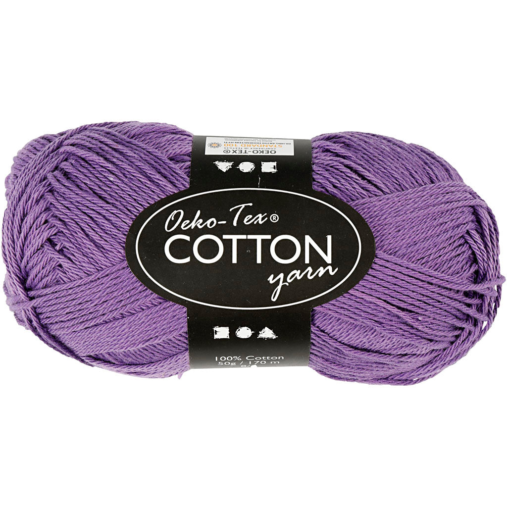 Filato di cotone, viola, 50gr, 170m