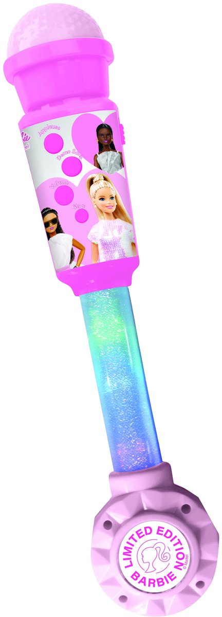 Lexibook barbie micrófono con iluminación de moda con altavoz (entrada auxiliar), melodías y efectos de sonido