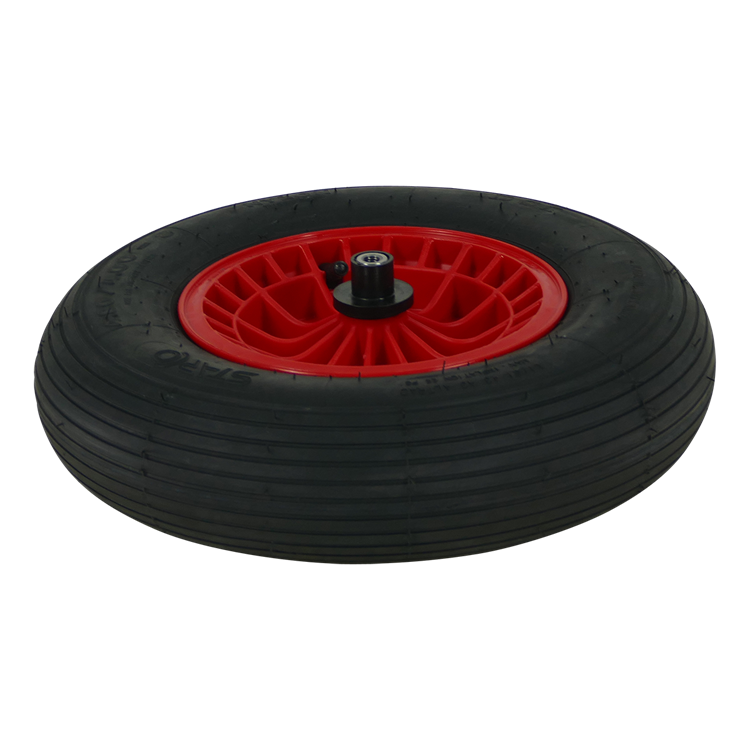 Rueda fort 480400x8llanta plastico eje rojo 13cm 2capas