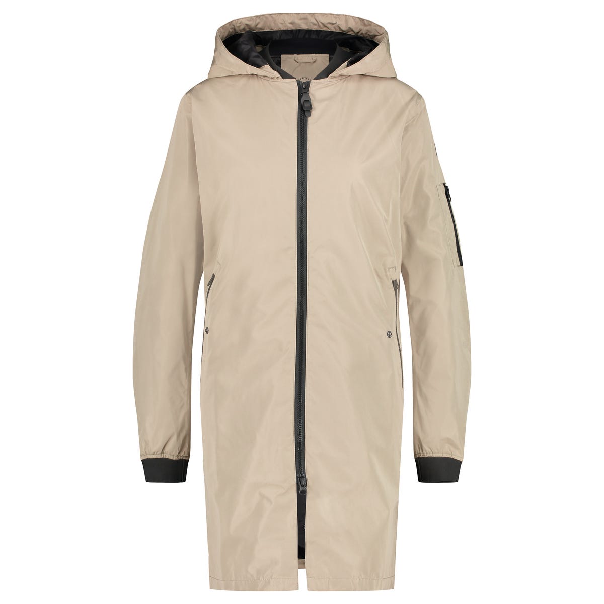 Puch lang bomber regenjas dames cement