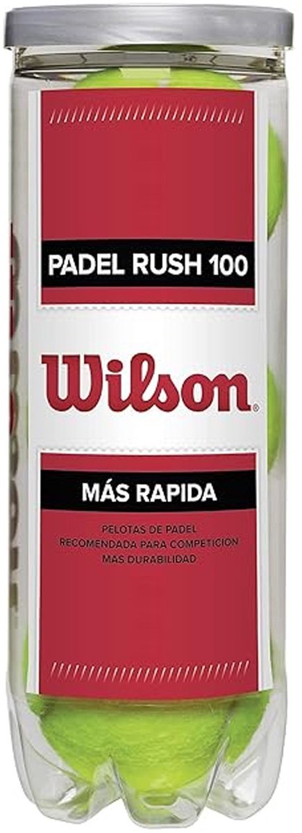 Wilson padel rush100 padelballen koker 3-stuks