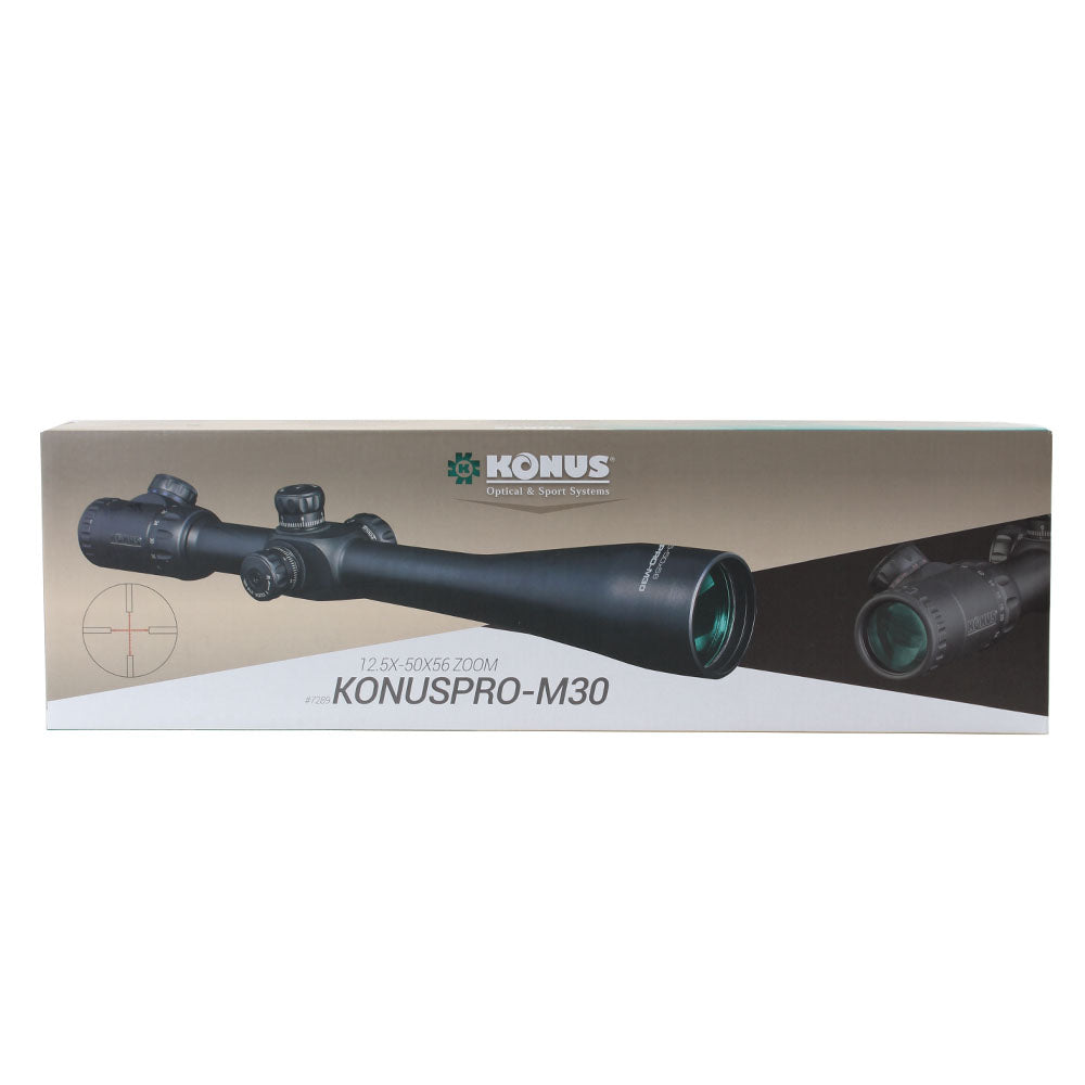 Alcance del rifle Konus Konuspro-M30 12.5-50x56 con cruz de alambre iluminado