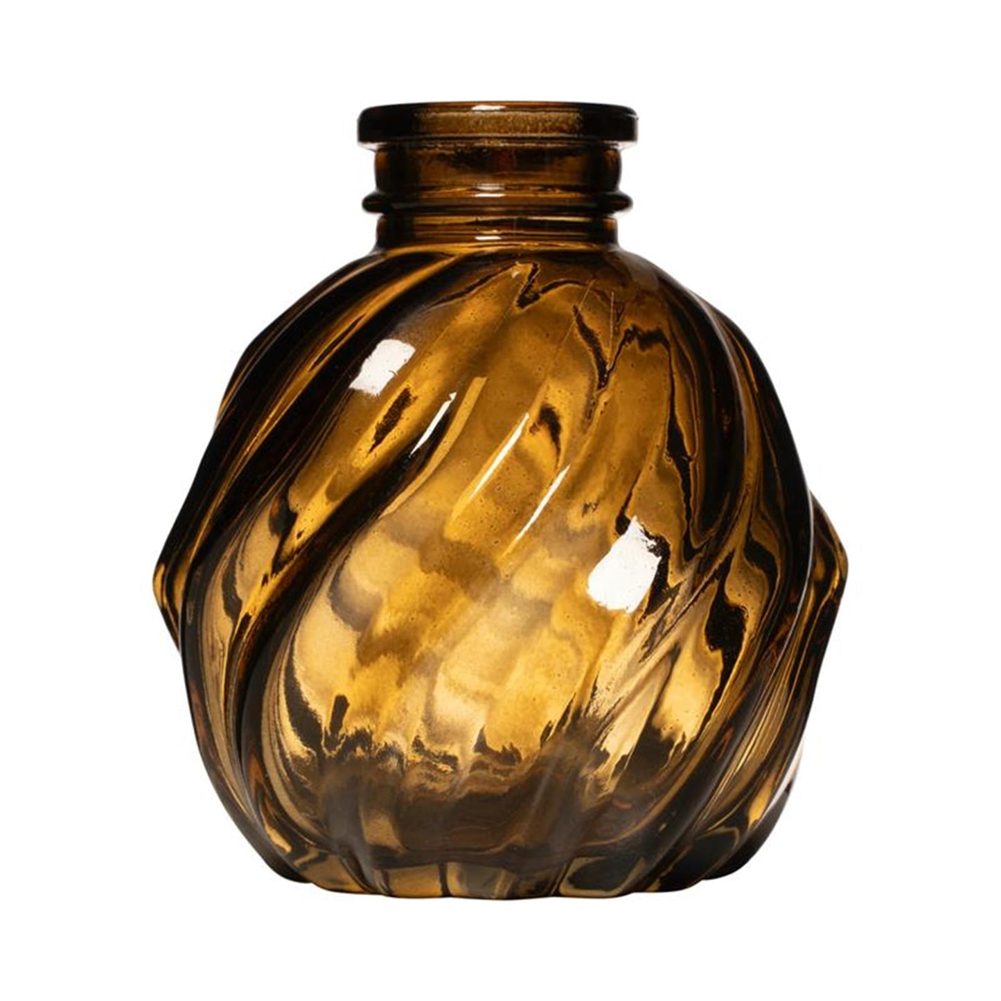 Jarrón botella gabi swirl de cristal picado taupe ø6xh8cm