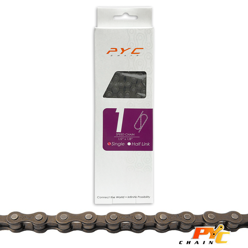 Cadena de bicicleta de velocidad de una sola velocidad PYC - 114 enlaces, 1 2 x 1 8 pulgadas, bicicleta de la ciudad, incluido el enlace del conector