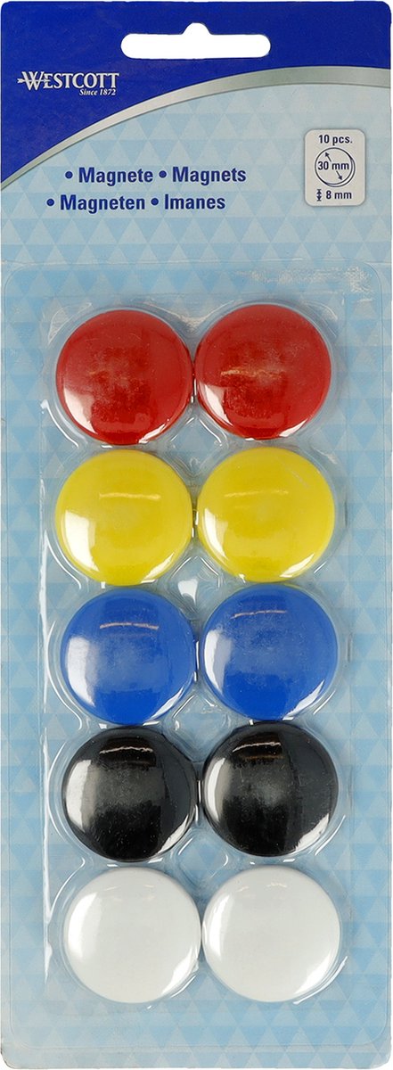 Imanes Westcott - ø 30x8mm - colores surtidos - 10 piezas - ac-e10822