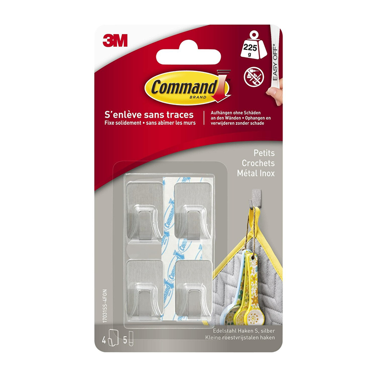 3m 1072423 - command 4 rvs haken s 17031ss-4, 4 haken, 5 strips | 5 stuks