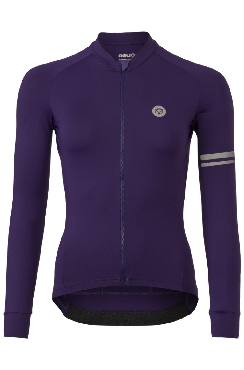 Solid cycling jersey long sleeve performance purple ladies