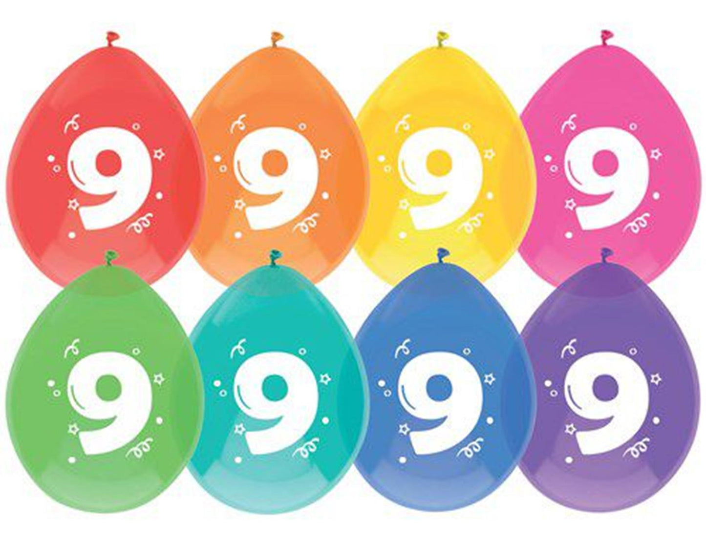 Globos Haza 9 años, paquete de 8 piezas.