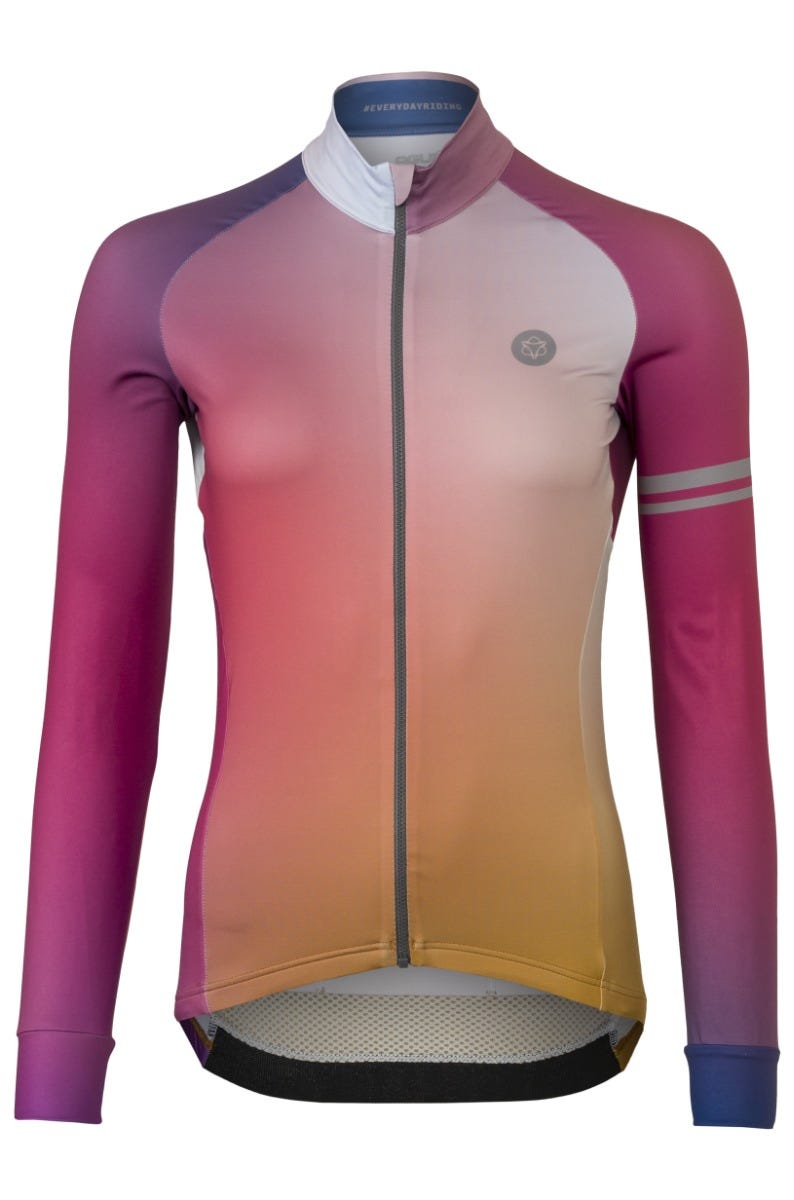 Maglia da ciclismo sfumata a maniche lunghe da donna