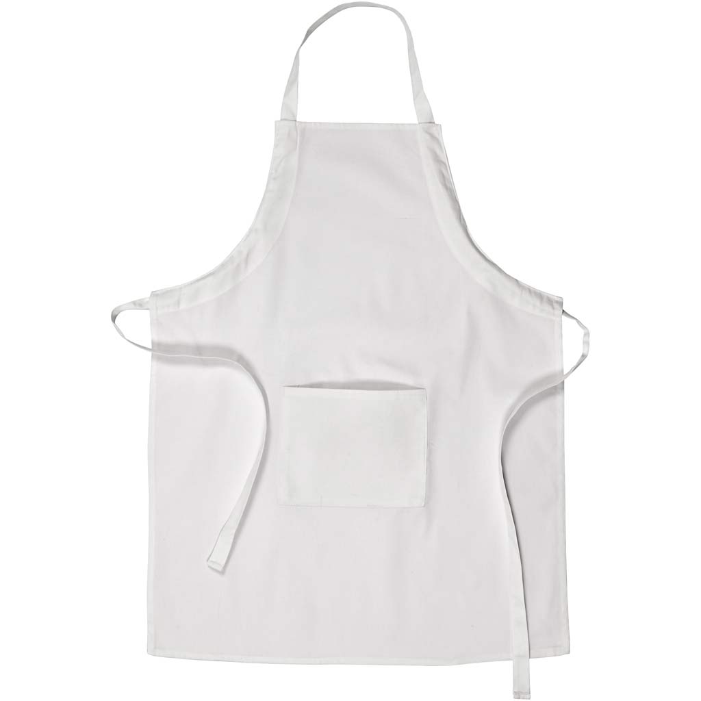 Creativ company delantal con bolsillo, largo: 84 cm, ancho: 65 cm, talla m-xl cm, 210 gr, blanco, 1 unidad