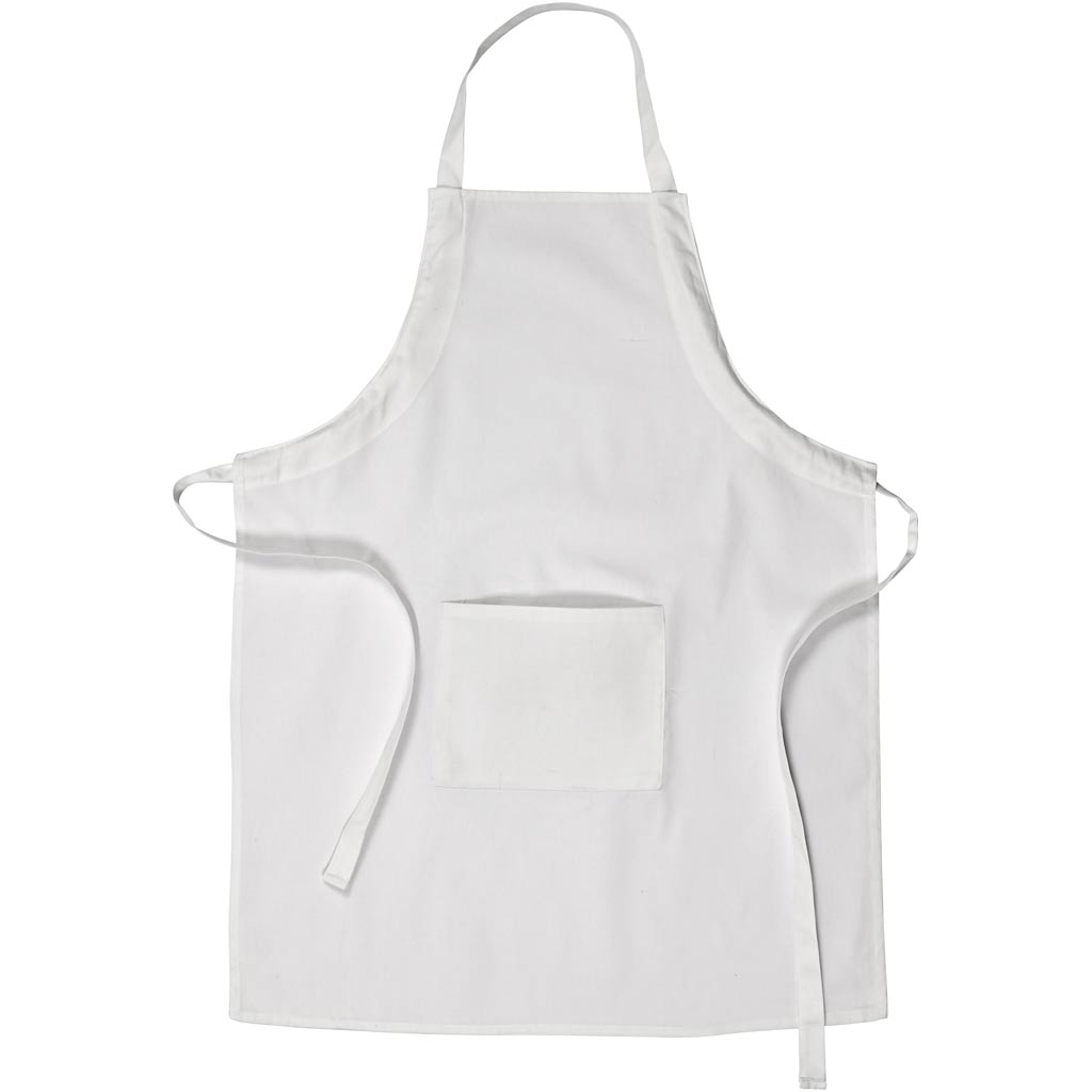 Creativ company delantal con bolsillo, largo: 84 cm, ancho: 65 cm, talla m-xl cm, 210 gr, blanco, 1 unidad