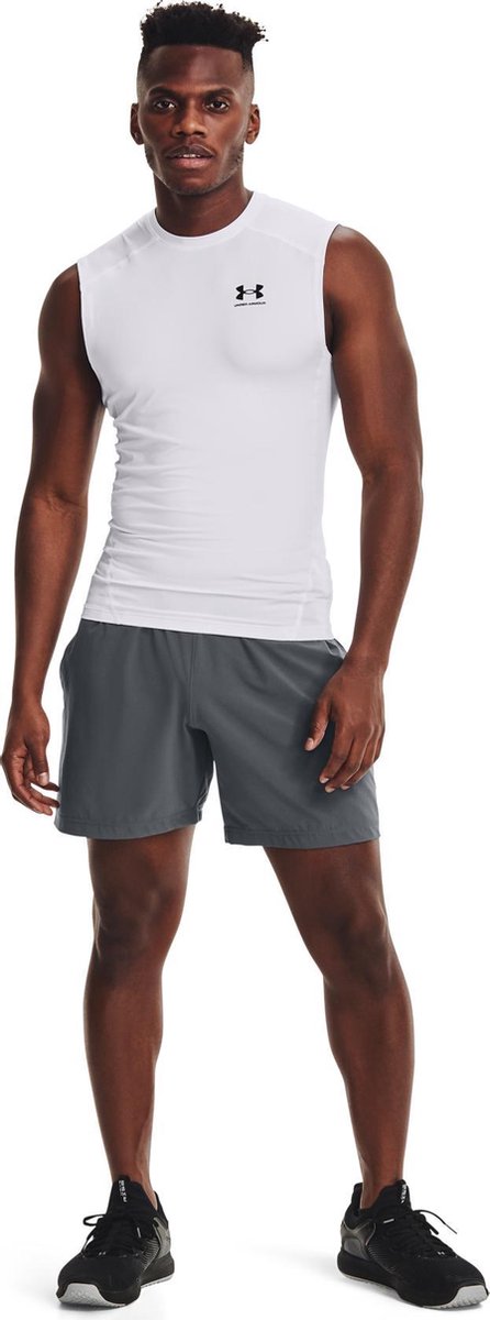 Maglia sportiva da uomo Under Armour UA HG Armor Comp SL-WHT - bianca - nera