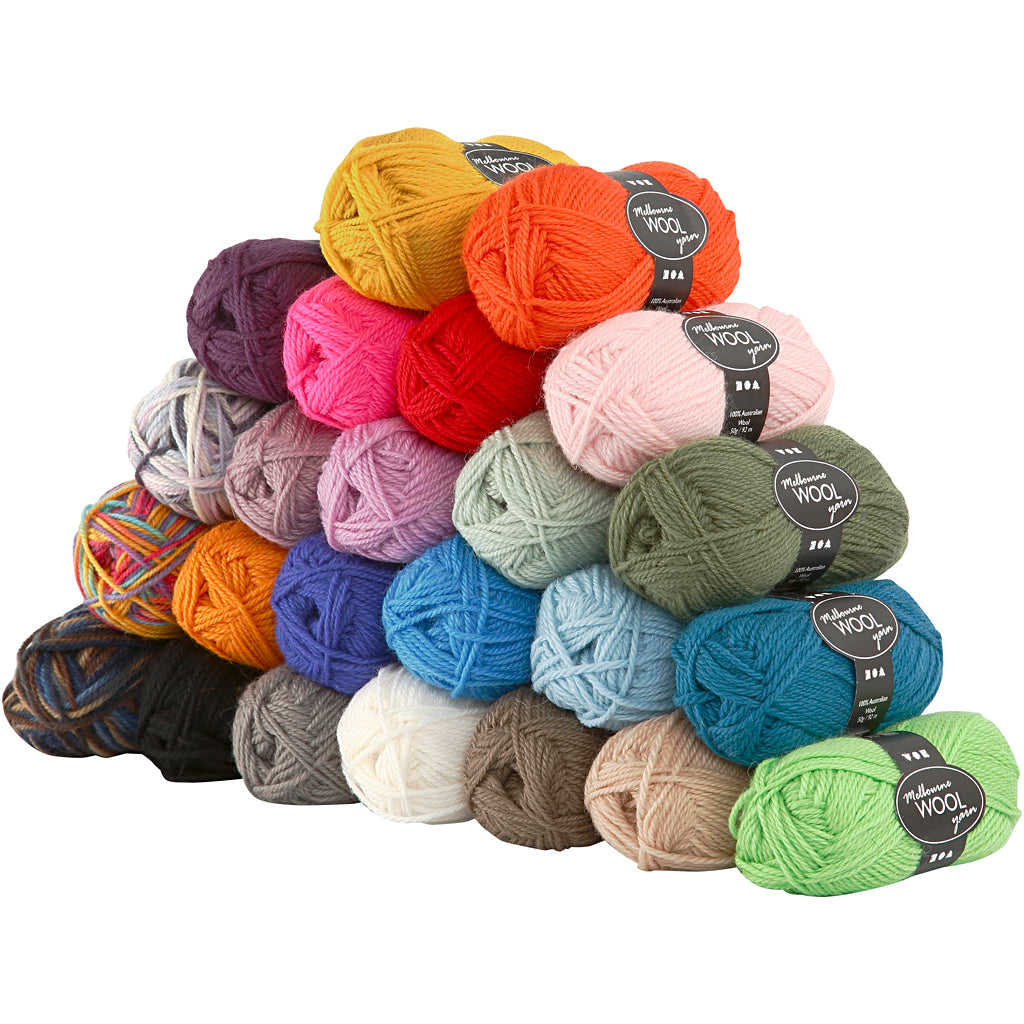 Filato di lana melbourne della Creative Company, l: 92 m, 24x50 gr 1 scatola