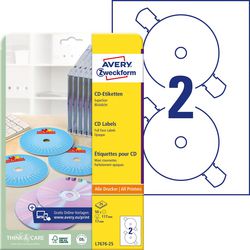 Etichette per CD a grandezza naturale, schede con inserti Avery L7676-25
