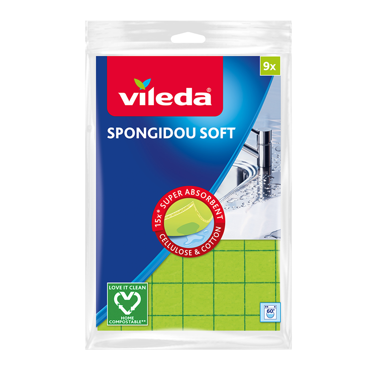 Vileda 1073566 - paño esponja spongidou x9 | 9 piezas