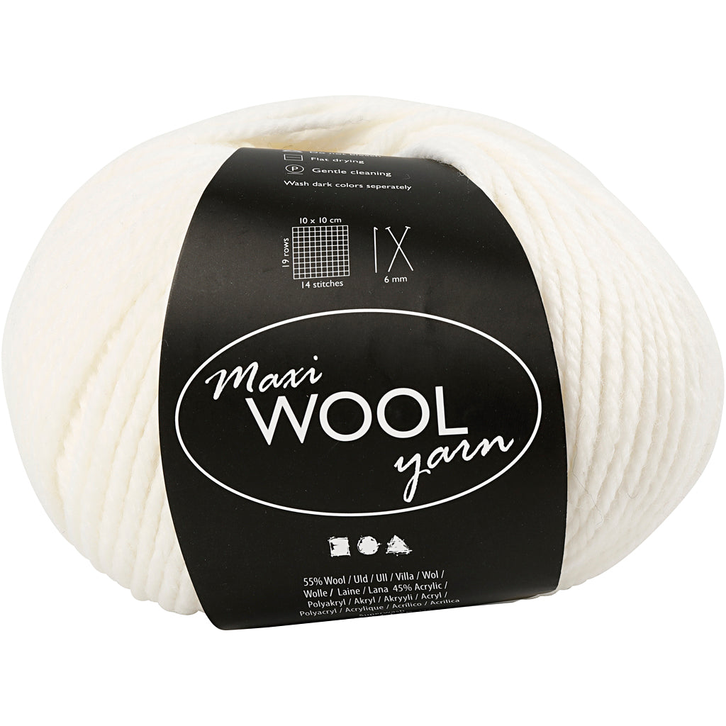 Hilo de lana Creativ company, l: 125 m, blanquecino, 100 gr 1 ovillo
