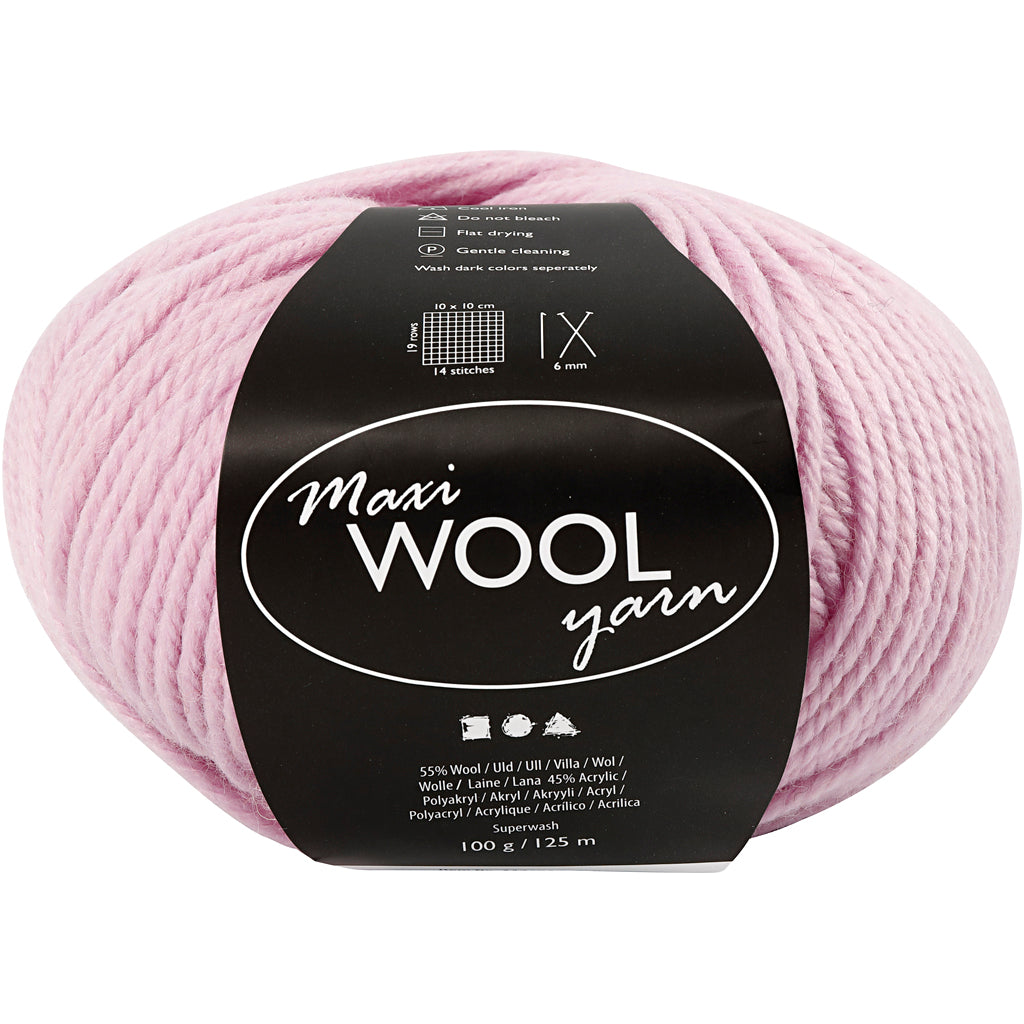 Filato di lana Creative Company, l: 125 m, rosa tenue, 100 g 1 gomitolo