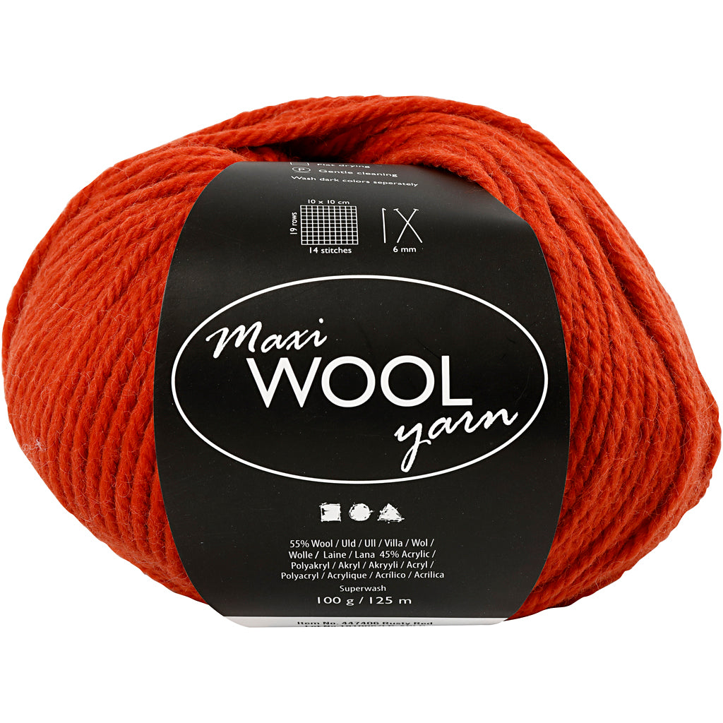 Hilo de lana Creativ company, l: 125 m, rojo óxido, 100 gr 1 ovillo